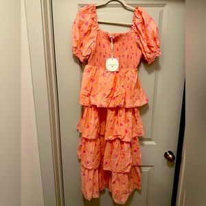 LoveShackFancy x Target pink floral NWT multi-tiered dress